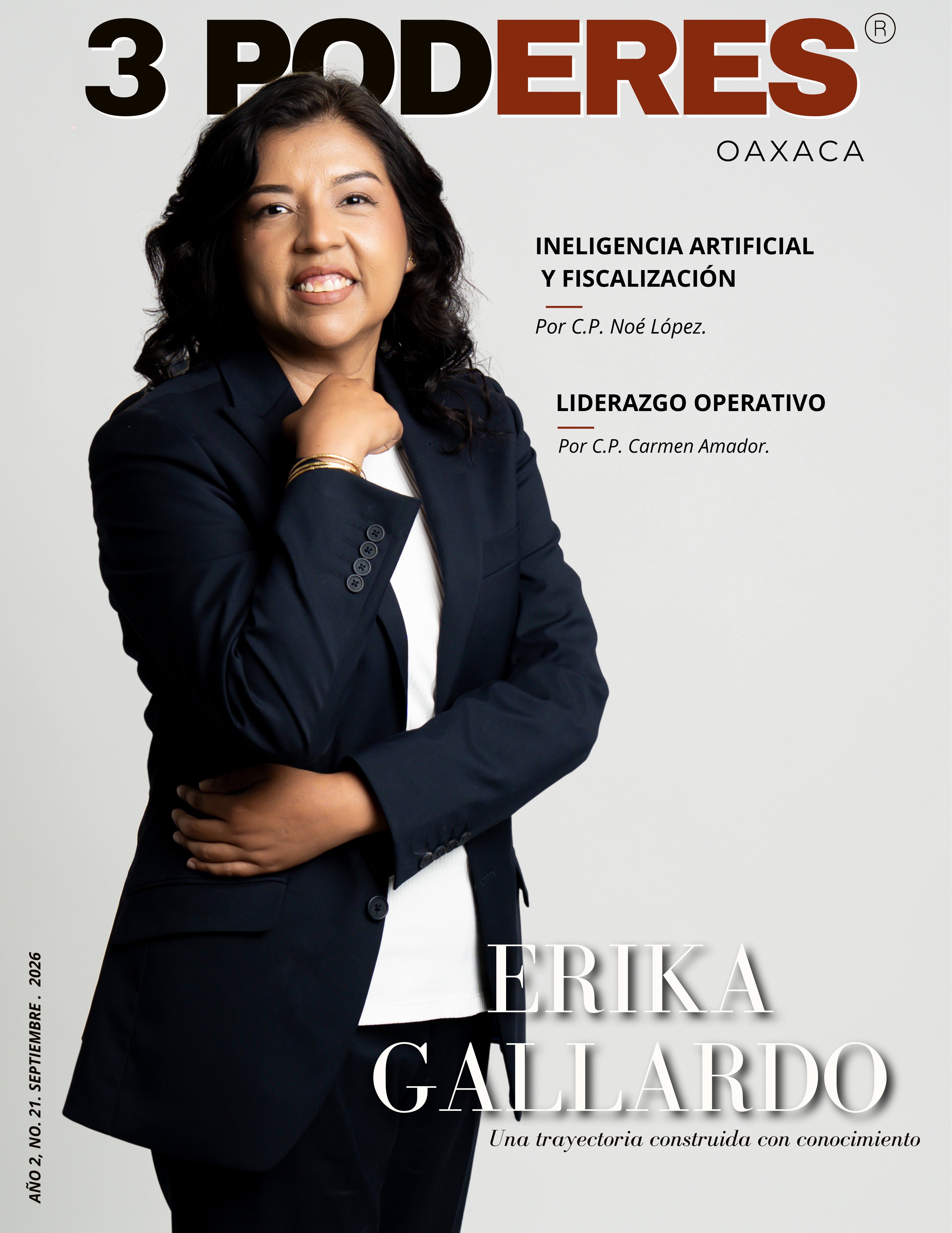 Erika Gallardo en la portada de septiembre 2026 de Revista 3 Poderes